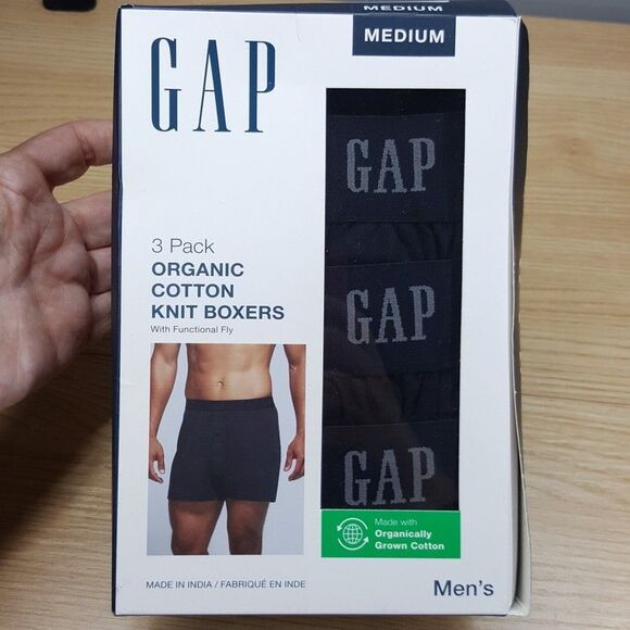 GAP Organic Boxer Knit Shorts Mens Medium Black 3-Pack Functional Fly - Picture 2 of 5